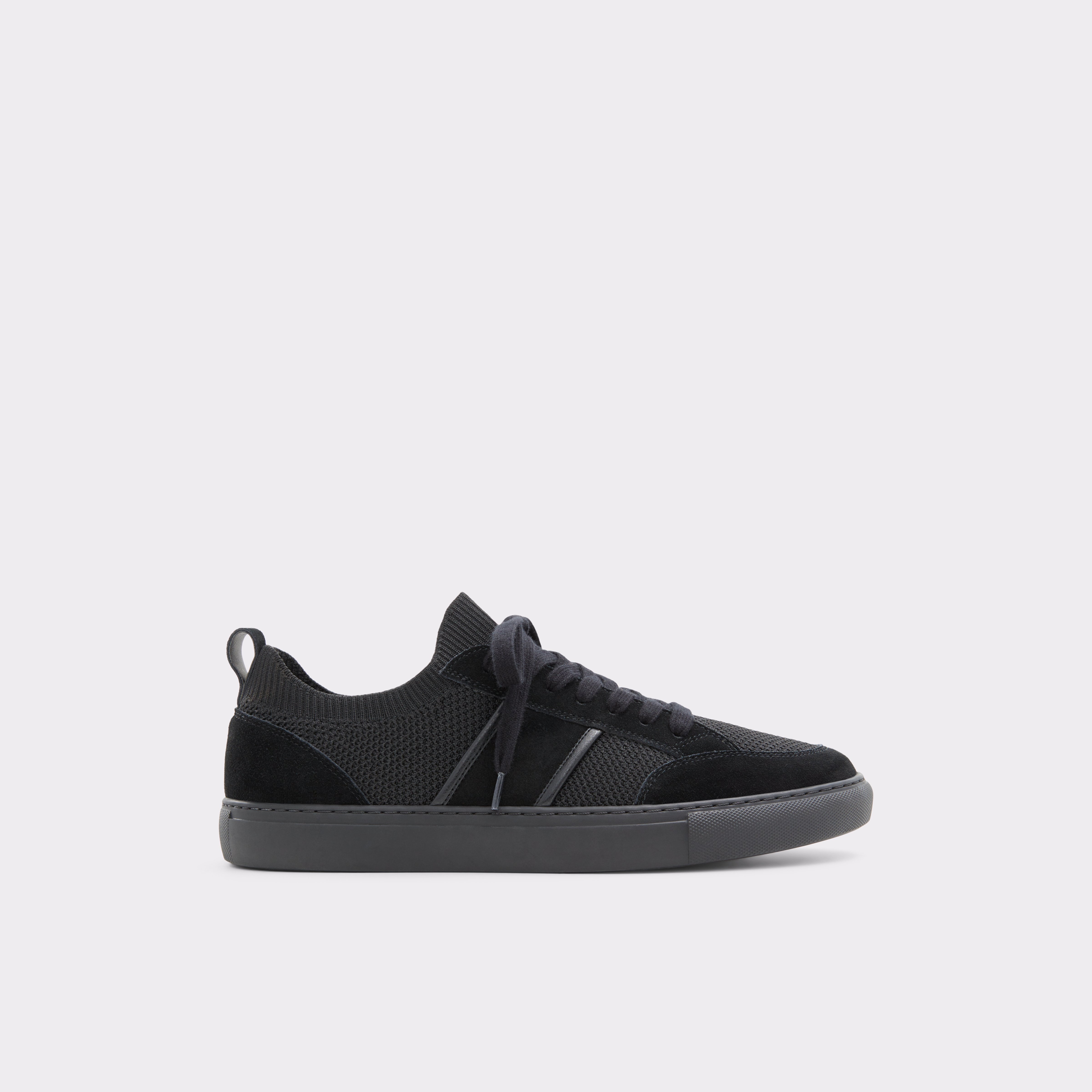 Black Knit Cup Sole Low Top Sneaker with Contrast Trim | Owens - SOLZ2053