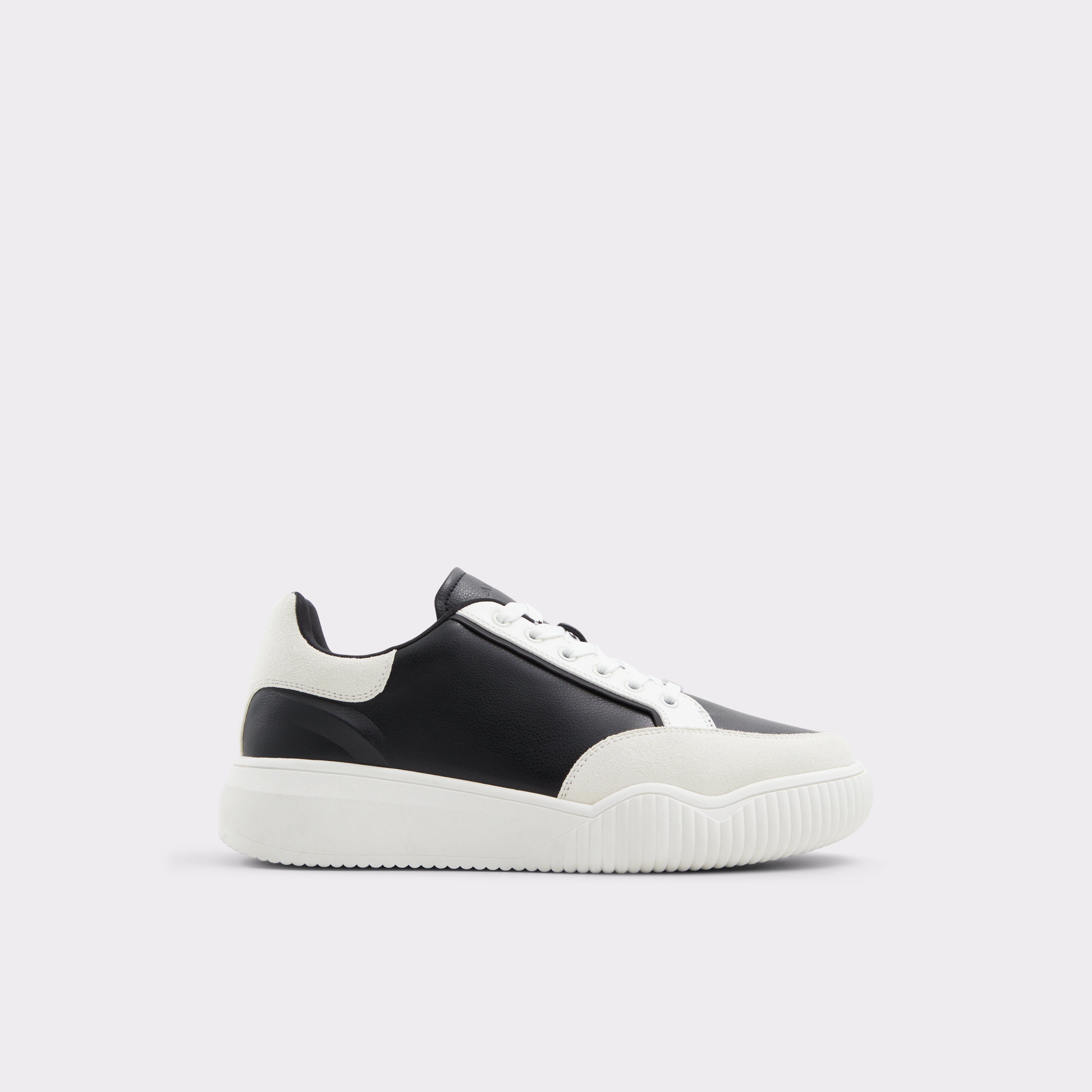 Black Mixed Material Cup Sole Sneaker with Chunky Sole | Kylian - SOLZ6871